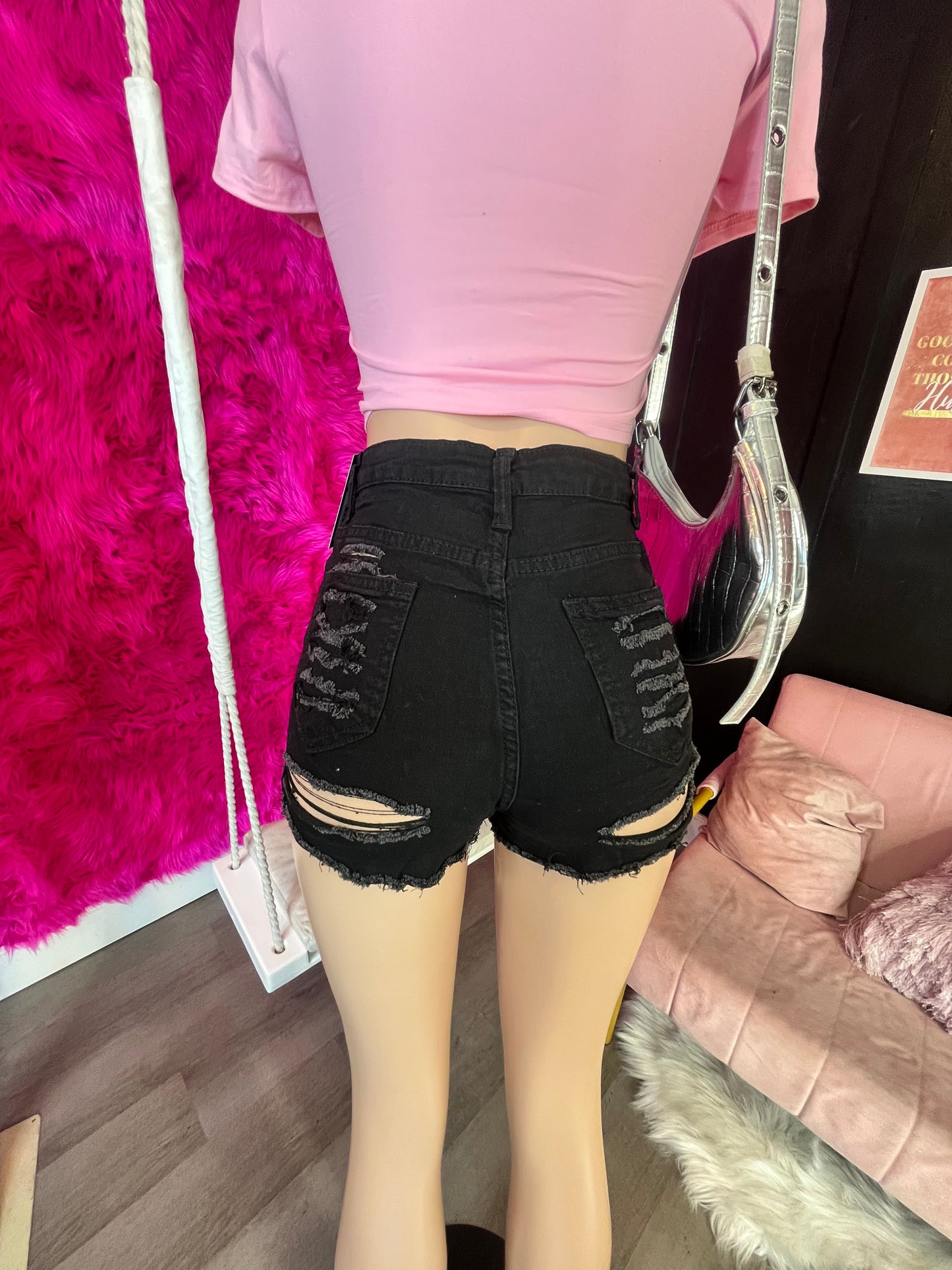 Black Booty Rip Shorts