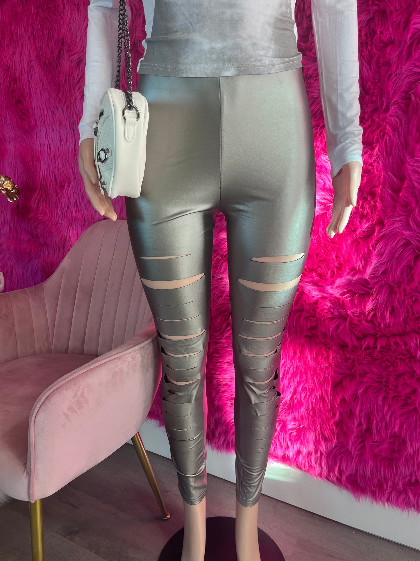 Ripped Metallic Leggings